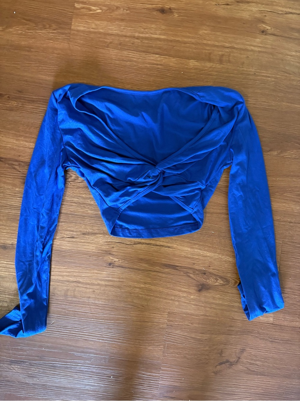 SHEIN Cobalt Blue Twist-Front Long Sleeve Crop Top